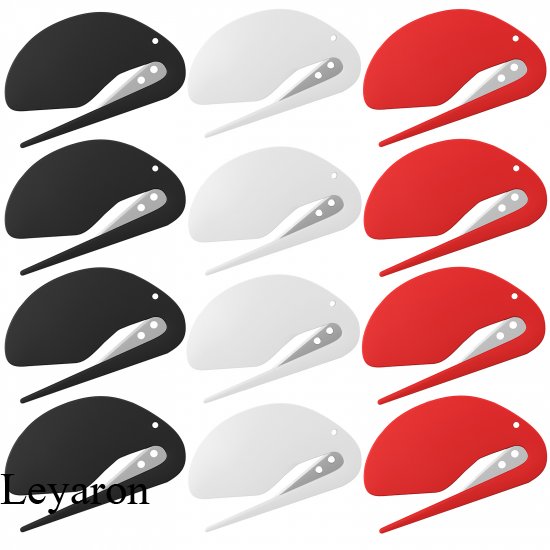 12 Pack Letter Openers Plastic Envelope Slitter Set Razor Blade Paper Knife in Sharp-Assorted Colors